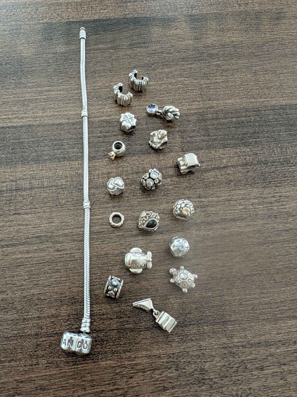 Pandora Sterling Silver Charm Bracelet with Assorted Silver Charms
